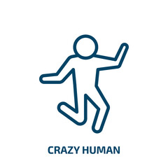 crazy human icon from feelings collection. Thin linear crazy human, crazy, head outline icon isolated on white background. Line vector crazy human sign, symbol for web and mobile