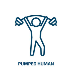 pumped human icon from feelings collection. Thin linear pumped human, pump, body outline icon isolated on white background. Line vector pumped human sign, symbol for web and mobile