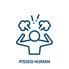 pissed human icon from feelings collection. Thin linear pissed human, person, human outline icon isolated on white background. Line vector pissed human sign, symbol for web and mobile