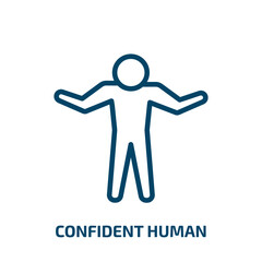 confident human icon from feelings collection. Thin linear confident human, human, man outline icon isolated on white background. Line vector confident human sign, symbol for web and mobile