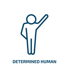 determined human icon from feelings collection. Thin linear determined human, business, determination outline icon isolated on white background. Line vector determined human sign, symbol for web and