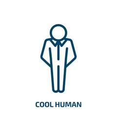 cool human icon from feelings collection. Thin linear cool human, human, business outline icon isolated on white background. Line vector cool human sign, symbol for web and mobile