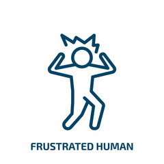 frustrated human icon from feelings collection. Thin linear frustrated human, human, head outline icon isolated on white background. Line vector frustrated human sign, symbol for web and mobile