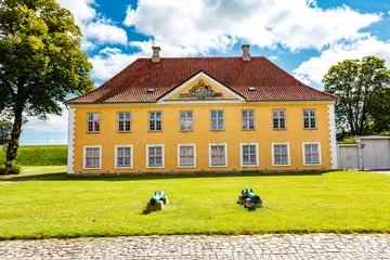 Fotobehang The Commander's House. Baroque-style two-storey yellow mansion inside the Kastellet citadel in Copenhagen, Denmark, Europe © jeeweevh