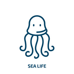 sea life icon from food collection. Thin linear sea life, ocean, underwater outline icon isolated on white background. Line vector sea life sign, symbol for web and mobile