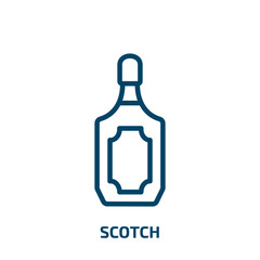 scotch icon from food collection. Thin linear scotch, bar, alcohol outline icon isolated on white background. Line vector scotch sign, symbol for web and mobile