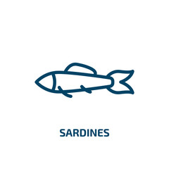sardines icon from food collection. Thin linear sardines, food, sardine outline icon isolated on white background. Line vector sardines sign, symbol for web and mobile