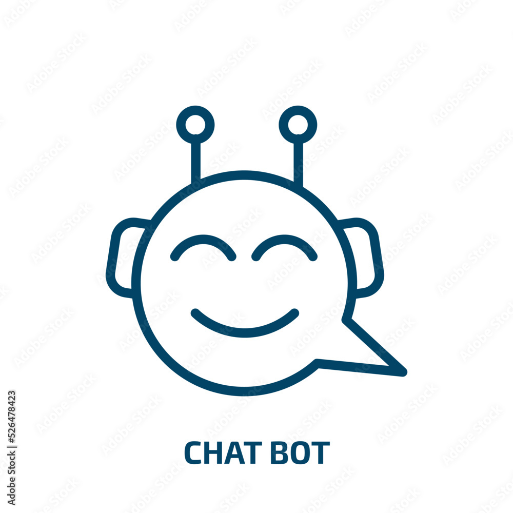 Poster chat bot icon from general collection. thin linear chat bot, ai, virtual outline icon isolated on wh