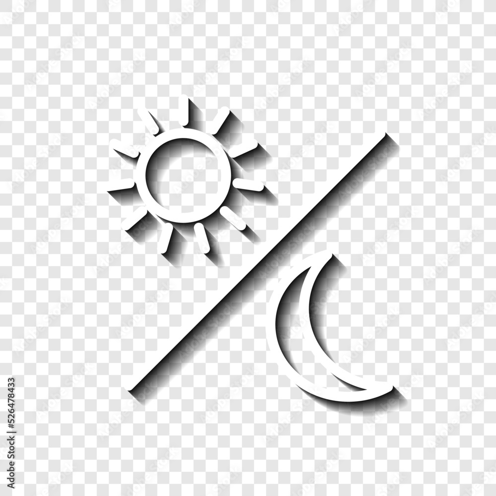 Poster sun moon simple icon vector. flat design. white with shadow on transparent grid.ai
