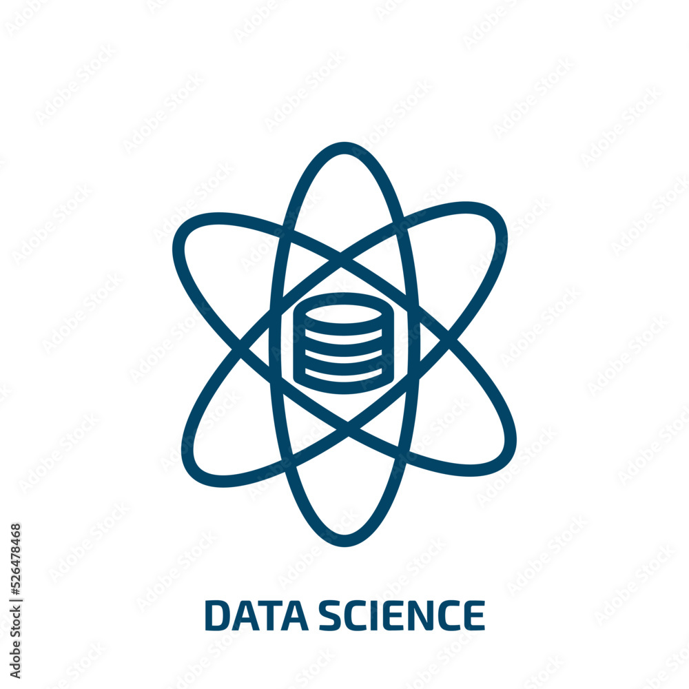 Poster data science icon from general collection. thin linear data science, data, science outline icon isol