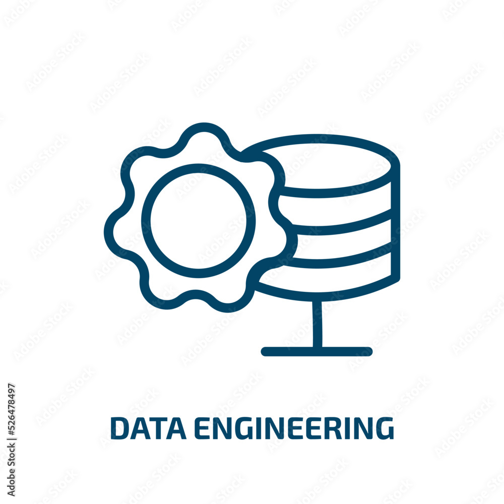 Poster data engineering icon from general collection. thin linear data engineering, data, technology outlin