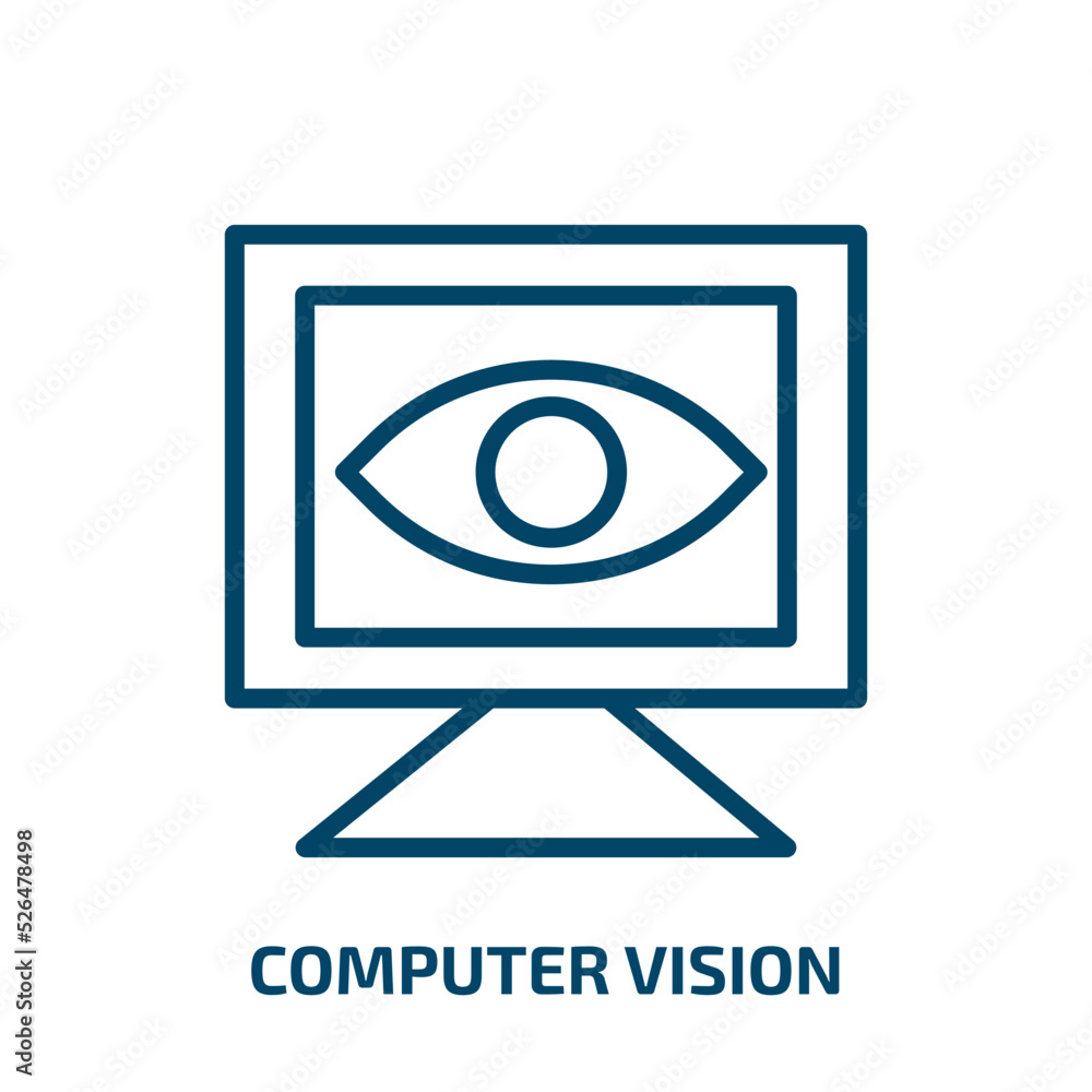 Poster computer vision icon from general collection. thin linear computer vision, computer, business outlin
