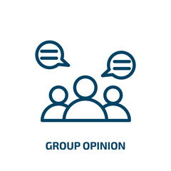 group opinion icon from general collection. Thin linear group opinion, communication, group outline icon isolated on white background. Line vector group opinion sign, symbol for web and mobile