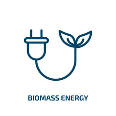biomass energy icon from general collection. Thin linear biomass energy, fuel, energy outline icon isolated on white background. Line vector biomass energy sign, symbol for web and mobile