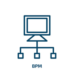 bpm icon from general collection. Thin linear bpm, business, technology outline icon isolated on white background. Line vector bpm sign, symbol for web and mobile