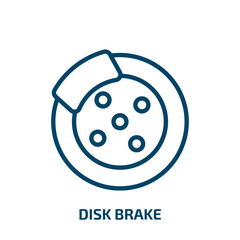 disk brake icon from general collection. Thin linear disk brake, auto, vehicle outline icon isolated on white background. Line vector disk brake sign, symbol for web and mobile