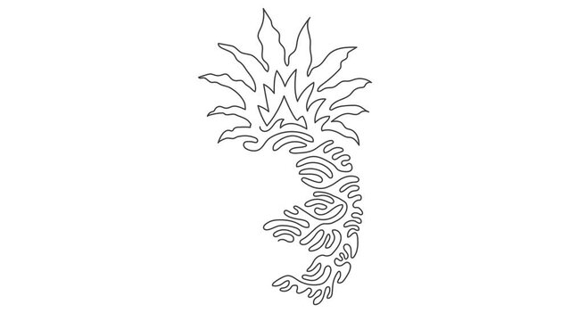 Self drawing animation of single one line draw pineapple fruit. Summer fruits for healthy lifestyle. Exotic and delicious tropical fruit. Swirl curl style. Continuous line draw. Full length animated.
