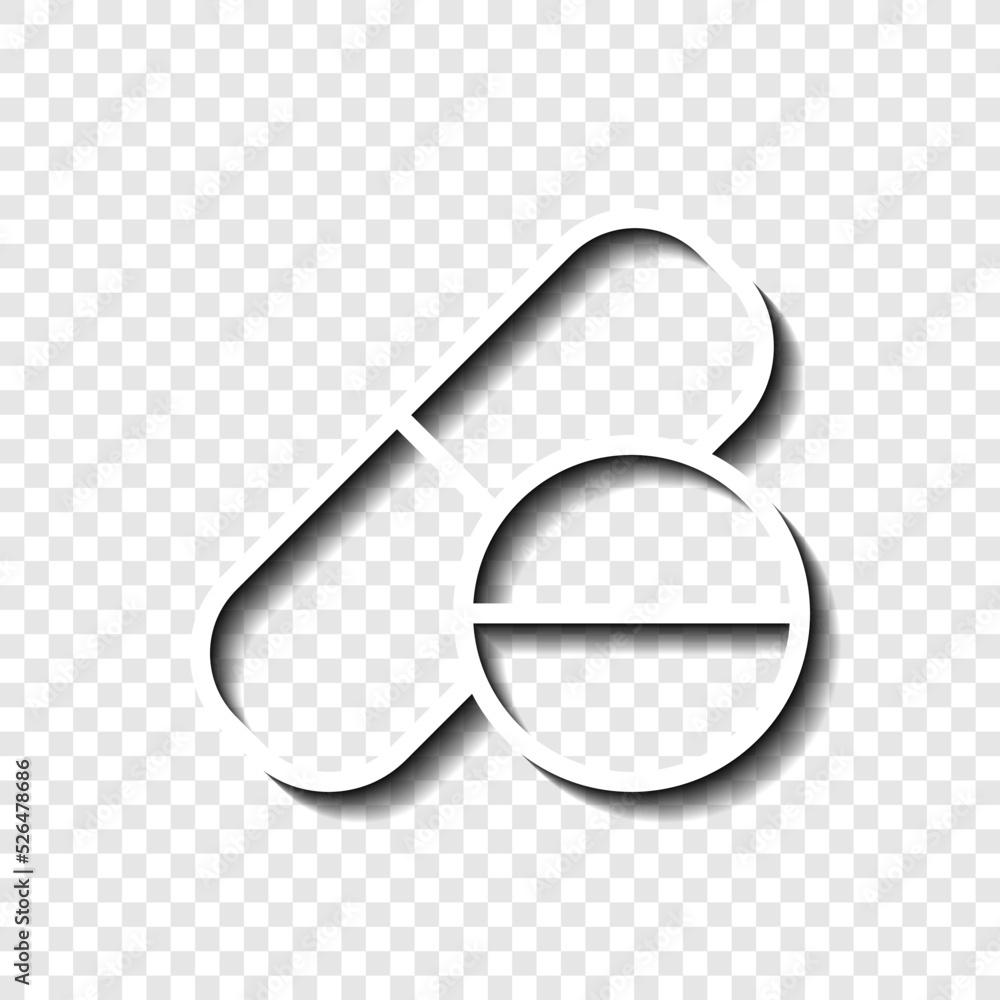 Aufkleber tablet and pill simple icon vector. flat design. white with shadow on transparent grid.ai