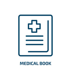 Obraz premium medical book icon from health and medical collection. Thin linear medical book, book, medical outline icon isolated on white background. Line vector medical book sign, symbol for web and mobile