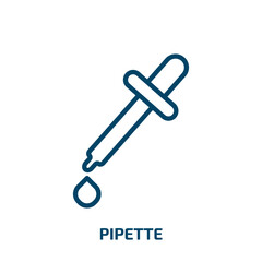 pipette icon from health and medical collection. Thin linear pipette, drop, medical outline icon isolated on white background. Line vector pipette sign, symbol for web and mobile