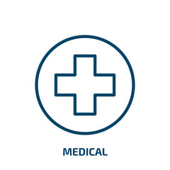 medical icon from health and medical collection. Thin linear medical, button, health outline icon isolated on white background. Line vector medical sign, symbol for web and mobile