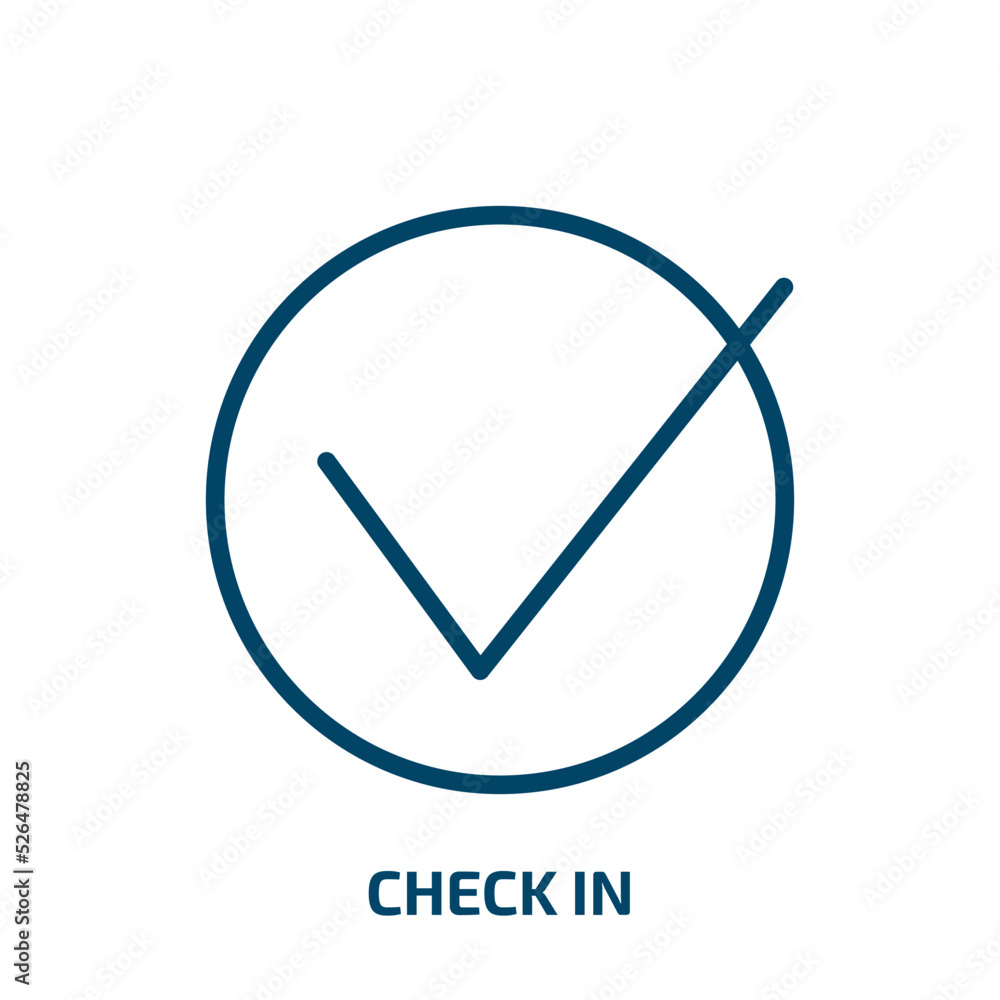 Poster check in icon from hotel and restaurant collection. thin linear check in, check, correct outline ico