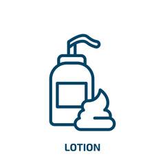 lotion icon from hotel and restaurant collection. Thin linear lotion, cream, cosmetic outline icon isolated on white background. Line vector lotion sign, symbol for web and mobile