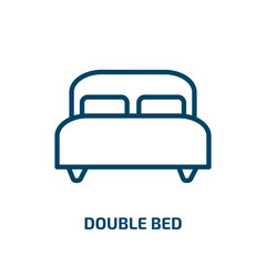 double bed icon from hotel and restaurant collection. Thin linear double bed, hotel, bed outline icon isolated on white background. Line vector double bed sign, symbol for web and mobile