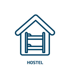 hostel icon from hotel and restaurant collection. Thin linear hostel, hotel, room outline icon isolated on white background. Line vector hostel sign, symbol for web and mobile