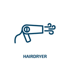 hairdryer icon from hotel and restaurant collection. Thin linear hairdryer, hair, tool outline icon isolated on white background. Line vector hairdryer sign, symbol for web and mobile