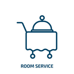 room service icon from hotel and restaurant collection. Thin linear room service, room, service outline icon isolated on white background. Line vector room service sign, symbol for web and mobile