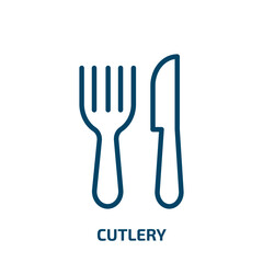 cutlery icon from hotel and restaurant collection. Thin linear cutlery, restaurant, food outline icon isolated on white background. Line vector cutlery sign, symbol for web and mobile