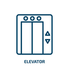 elevator icon from hotel and restaurant collection. Thin linear elevator, lift, arrow outline icon isolated on white background. Line vector elevator sign, symbol for web and mobile