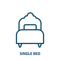single bed icon from hotel and restaurant collection. Thin linear single bed, bed, room outline icon isolated on white background. Line vector single bed sign, symbol for web and mobile