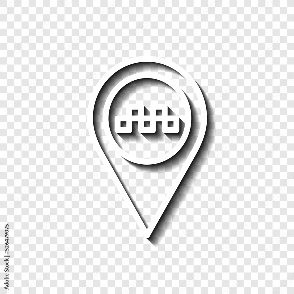 Poster taxi, pointer simple icon vector. flat design. white with shadow on transparent grid.ai