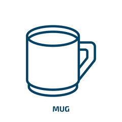 mug icon from kitchen collection. Thin linear mug, drink, restaurant outline icon isolated on white background. Line vector mug sign, symbol for web and mobile