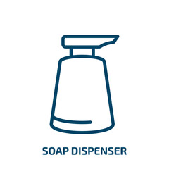 soap dispenser icon from kitchen collection. Thin linear soap dispenser, dispenser, soap outline icon isolated on white background. Line vector soap dispenser sign, symbol for web and mobile