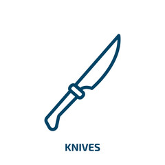 knives icon from kitchen collection. Thin linear knives, knife, utensil outline icon isolated on white background. Line vector knives sign, symbol for web and mobile