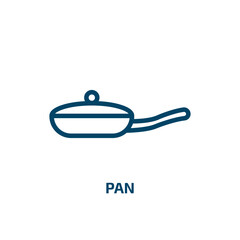 pan icon from kitchen collection. Thin linear pan, utensil, knife outline icon isolated on white background. Line vector pan sign, symbol for web and mobile