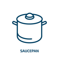 saucepan icon from kitchen collection. Thin linear saucepan, food, cooking outline icon isolated on white background. Line vector saucepan sign, symbol for web and mobile