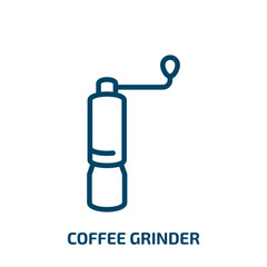 coffee grinder icon from kitchen collection. Thin linear coffee grinder, grinder, machine outline icon isolated on white background. Line vector coffee grinder sign, symbol for web and mobile