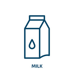 milk icon from kitchen collection. Thin linear milk, organic, food outline icon isolated on white background. Line vector milk sign, symbol for web and mobile