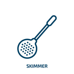 skimmer icon from kitchen collection. Thin linear skimmer, equipment, kitchenware outline icon isolated on white background. Line vector skimmer sign, symbol for web and mobile