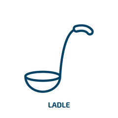 Obraz premium ladle icon from kitchen collection. Thin linear ladle, kitchen, restaurant outline icon isolated on white background. Line vector ladle sign, symbol for web and mobile