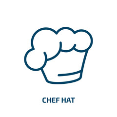chef hat icon from kitchen collection. Thin linear chef hat, hat, chef outline icon isolated on white background. Line vector chef hat sign, symbol for web and mobile