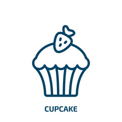 cupcake icon from kitchen collection. Thin linear cupcake, cake, food outline icon isolated on white background. Line vector cupcake sign, symbol for web and mobile