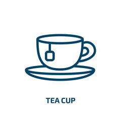 tea cup icon from kitchen collection. Thin linear tea cup, tea, drink outline icon isolated on white background. Line vector tea cup sign, symbol for web and mobile