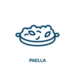 paella icon from kitchen collection. Thin linear paella, food, lunch outline icon isolated on white background. Line vector paella sign, symbol for web and mobile
