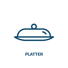 platter icon from kitchen collection. Thin linear platter, dish, plate outline icon isolated on white background. Line vector platter sign, symbol for web and mobile