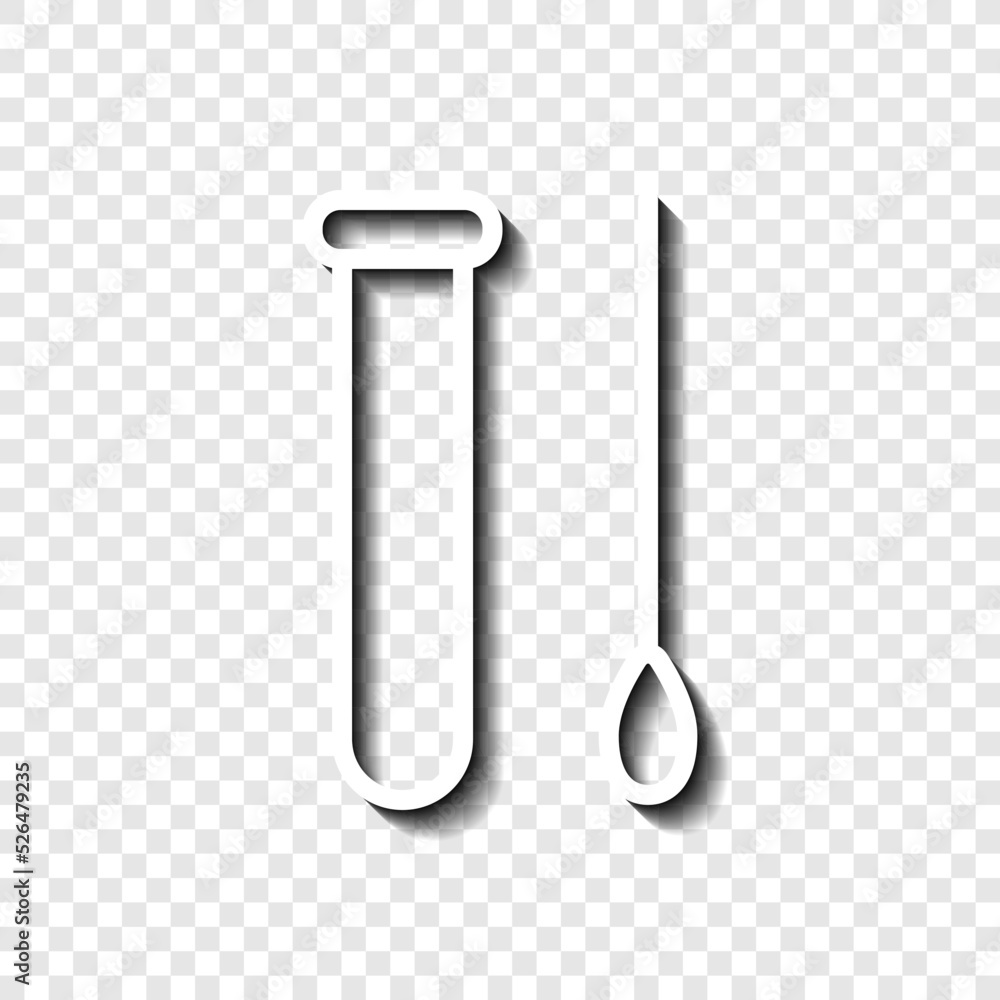 Poster test tube and swab, analysis simple icon vector. flat design. white with shadow on transparent grid.